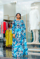 Vibrant blue floral maxi dress